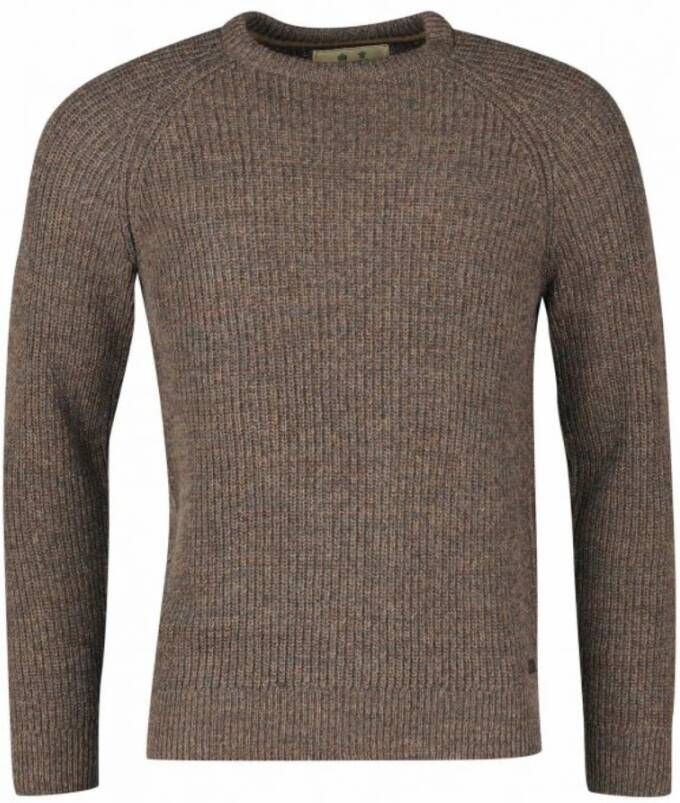 Barbour trui ronde hals beige geprint merinowol