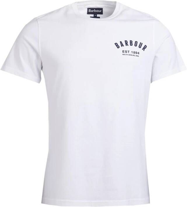Barbour Wit T-Shirt met Logo Print voor Heren White Heren