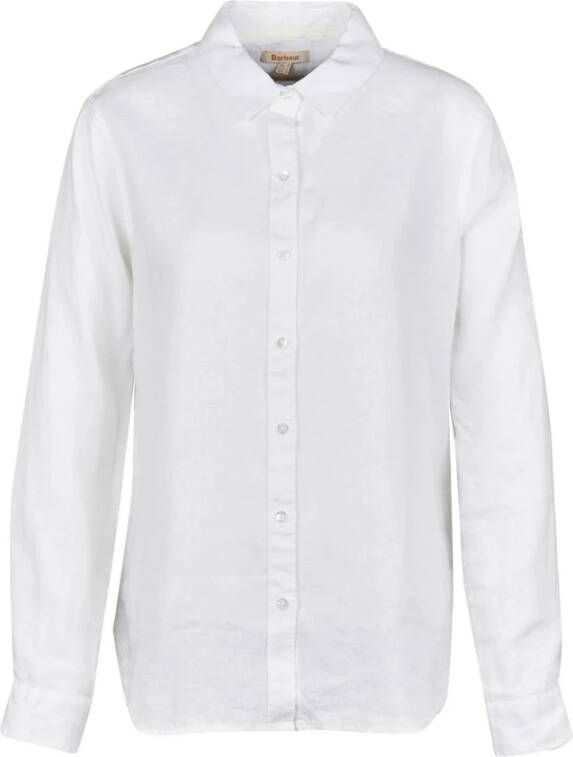Barbour Witte Linnen Overhemd met Klassieke Kraag en Lange Mouwen White Dames