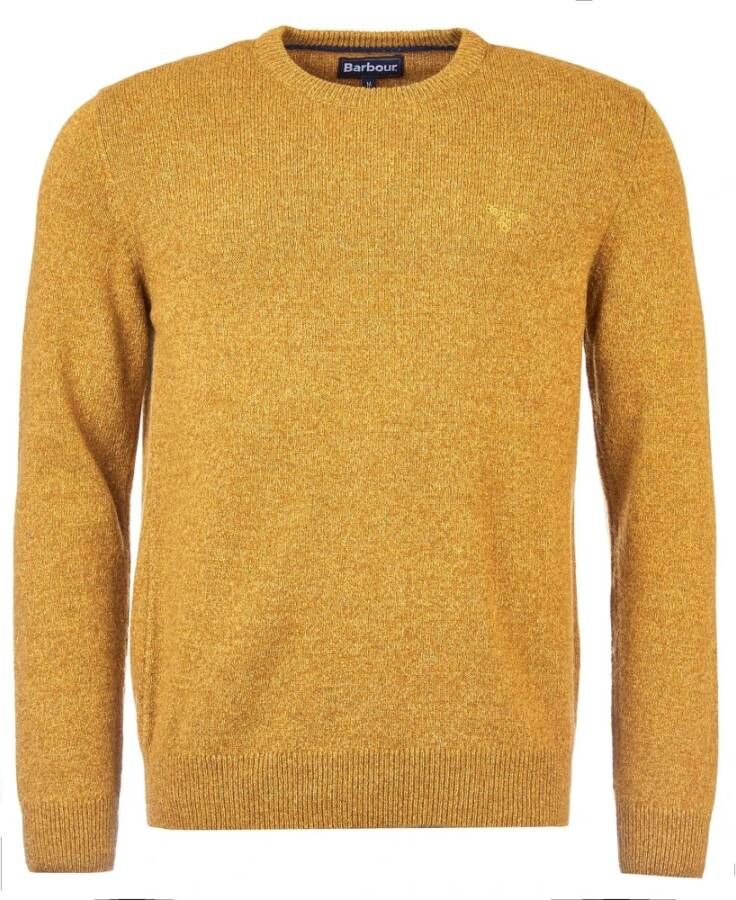 Barbour Wolblend Crew Neck Trui met Borduursel Geel Heren