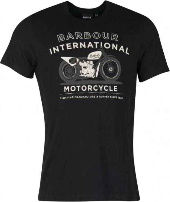 Barbour Zwart Motorfiets Print T-Shirt Zwart Heren