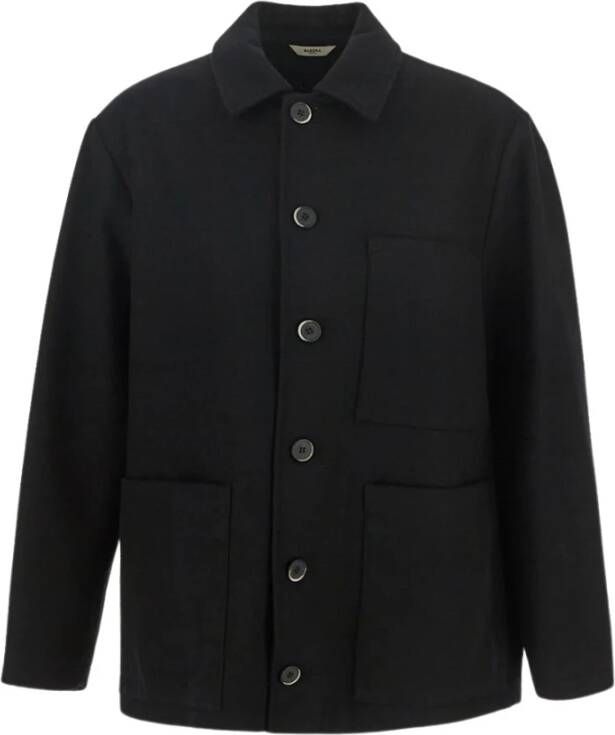 Barena Venezia Black Wool Coat Zwart Heren
