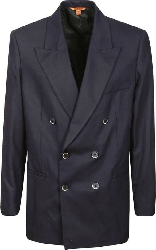 Barena Venezia Dubbelrijige wollen jas Blauw Heren