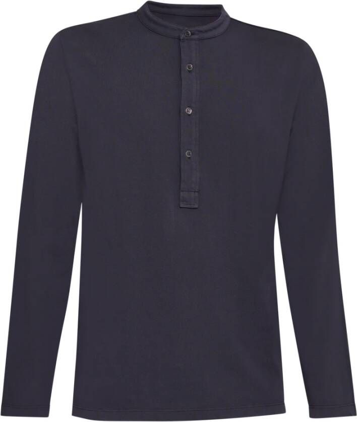 Barena Venezia Navy Gestreept Henley Stijl T-Shirt Blauw Heren