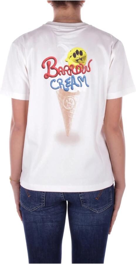Barrow Beige T-shirt met Logo op de Voorkant White Dames