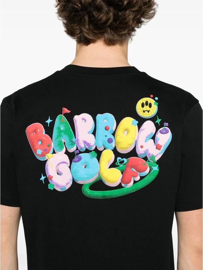 Barrow Zwart T-shirt met Ronde Hals en 3D-print Black Heren
