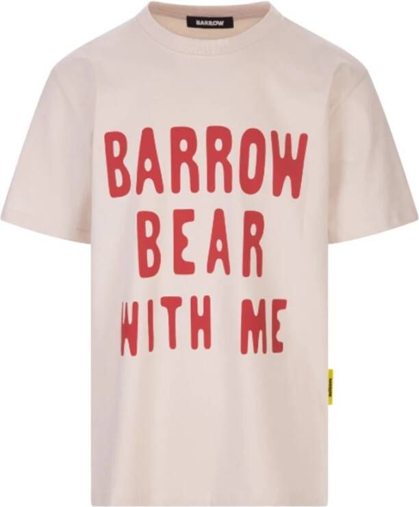 Barrow Logo-print Katoenen T-shirt met Grafisch Ontwerp Beige Heren