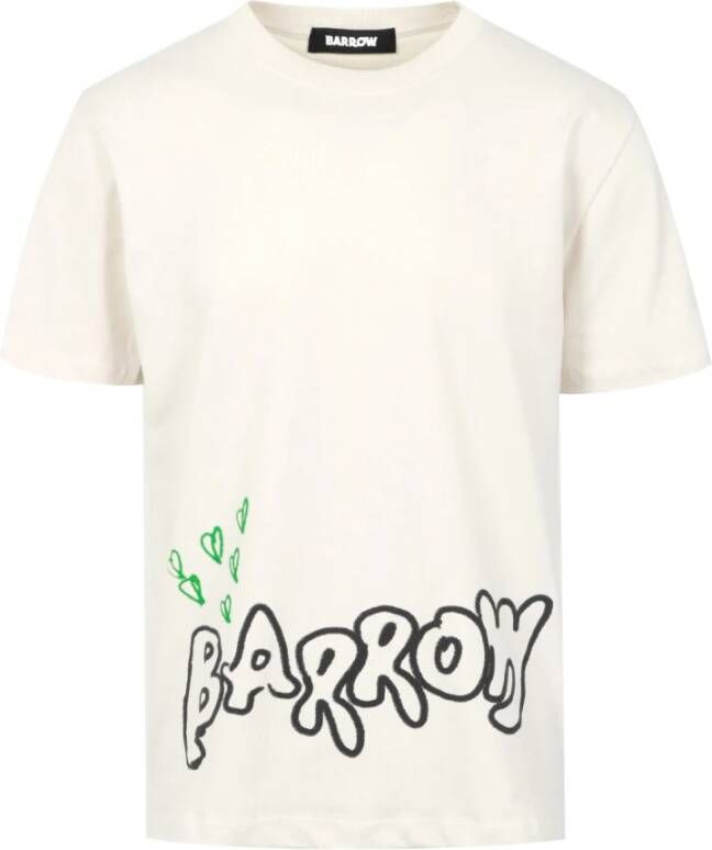 Barrow Beige Katoenen T-shirts en Polos met Logo Print Beige Heren