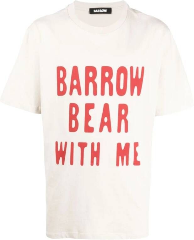 Barrow Beige Logo-Print Katoenen T-Shirt Beige Heren