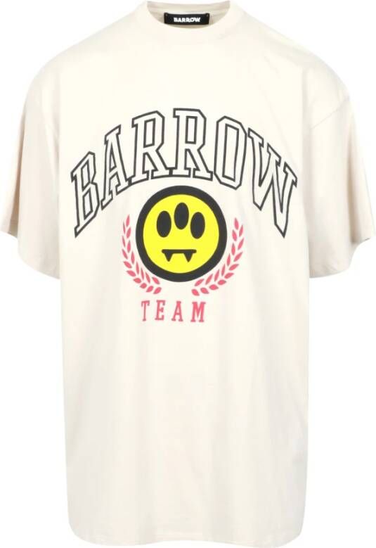 Barrow Beige Oversize Katoenen T-shirts en Polos Beige Heren