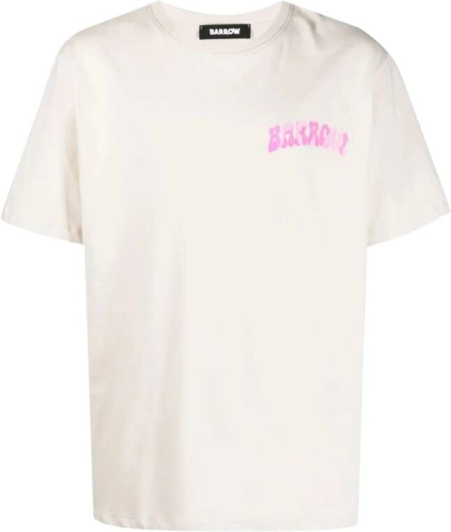 Barrow Beige T-Shirt met Logo Print voor Heren Beige Heren