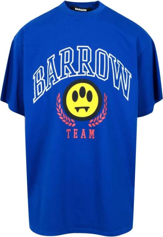 Barrow Blauwe Oversize Katoenen T-shirts en Polos Blauw Heren