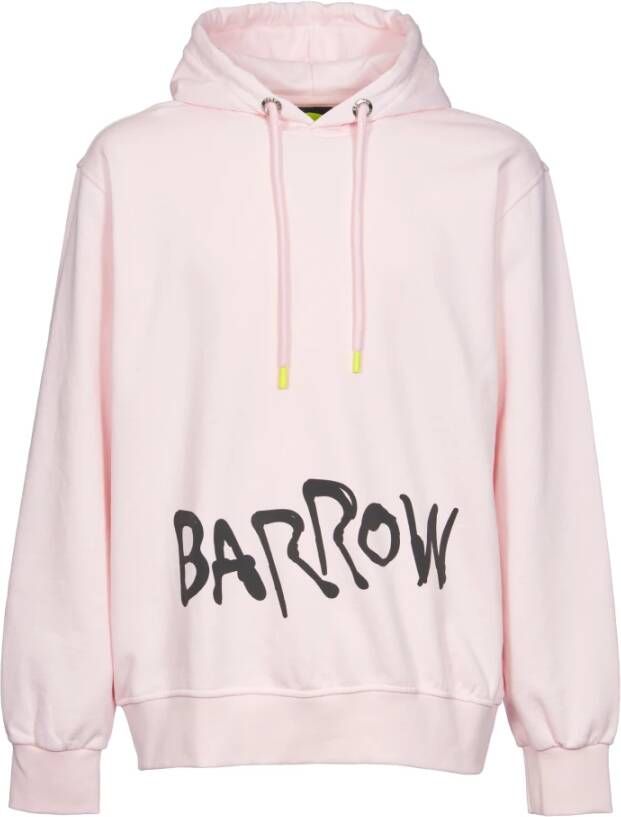 Barrow Roze Sweaters met Verstelbare Capuchon en Logo Print Roze Unisex