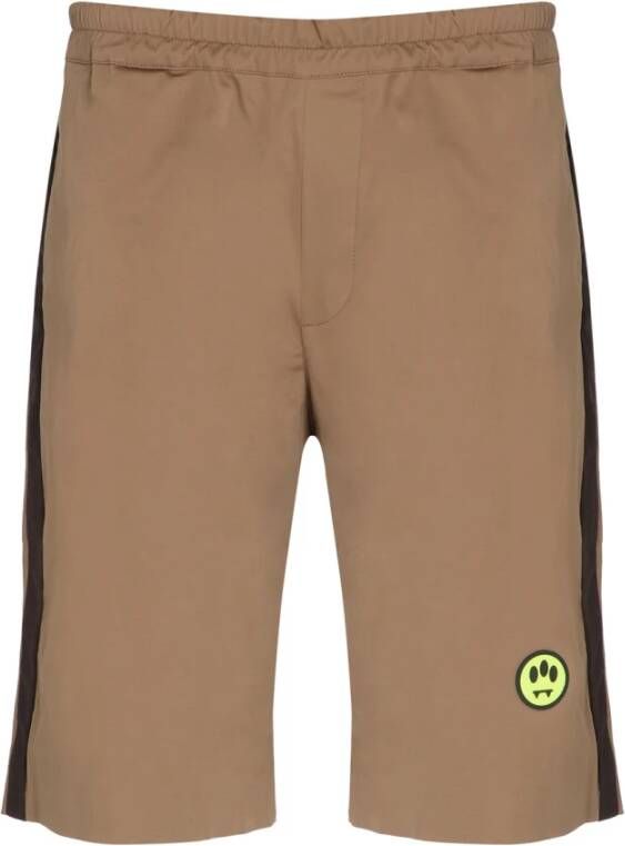Barrow Lange shorts met streepdetails en logo patch Brown Heren
