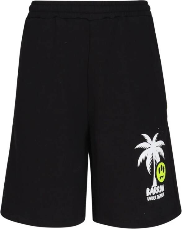Barrow Zwarte Katoenen Shorts met Stijlvolle Decoratie Zwart Heren