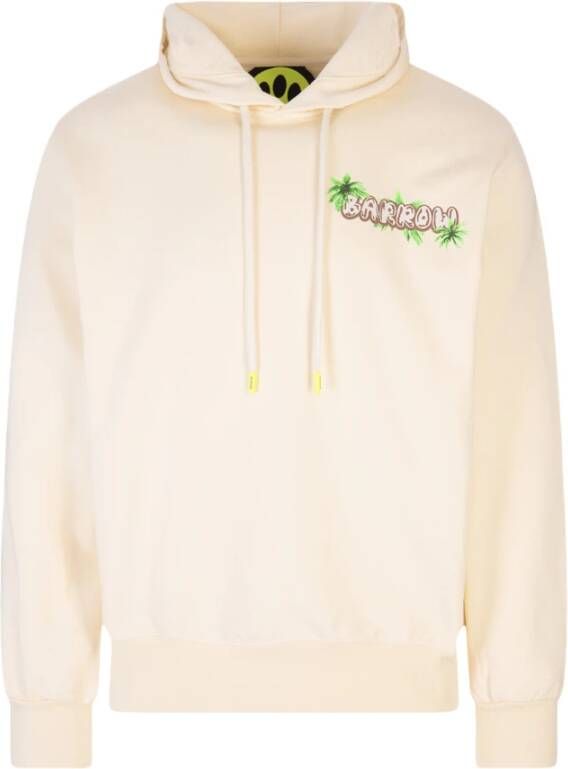 Barrow Comfortabele katoenen hoodie met hartvormige lettering Wit Unisex