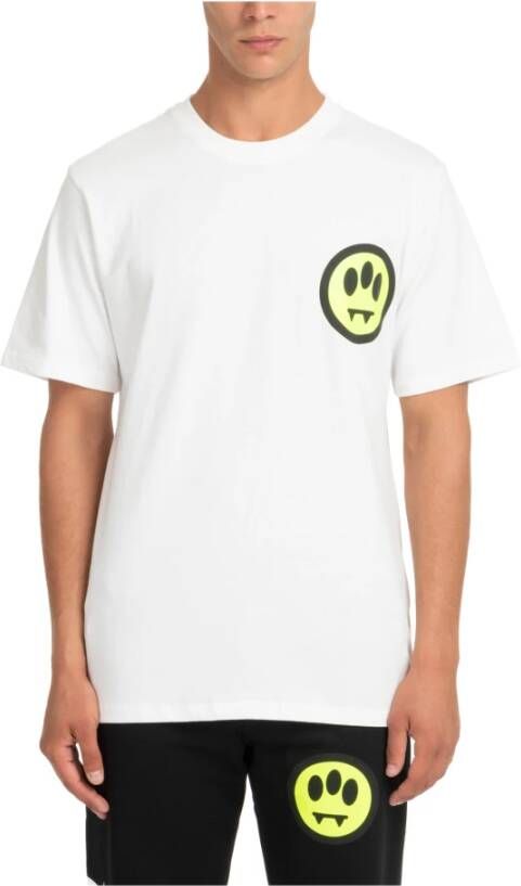 Barrow Witte Katoenen T-shirt met Reflecterend Logo White Heren