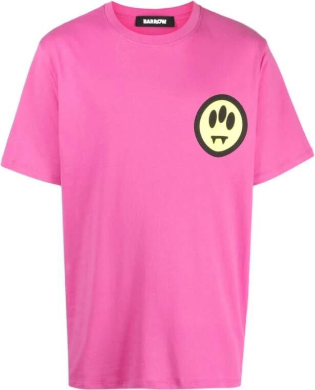 Barrow Fuchsia T-shirts en Polos met Logo Print Roze Heren