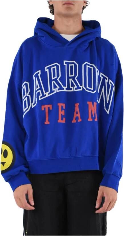 Barrow Gedrukte hoodie met geribbelde manchetten en zoom Zwart Heren