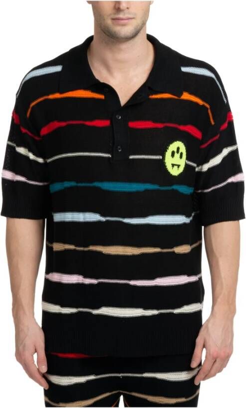 Barrow Zwart Intarsia-Gebreid Logo Polo Shirt Black Heren