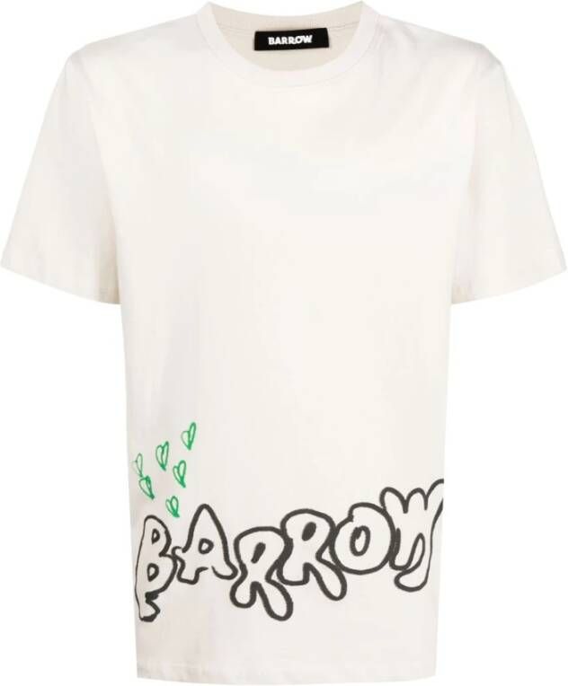 Barrow Grafisch Bedrukt Katoenen T-Shirt voor Heren White Heren