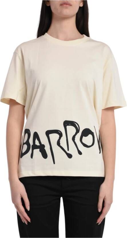 Barrow Grafisch Bedrukt Ruimvallend T-Shirt Beige Dames