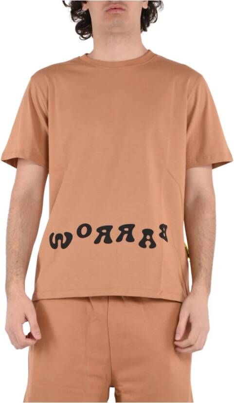Barrow Bruine Katoenen T-shirt met Multicolor Print Bruin Heren