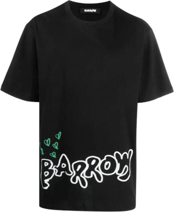 Barrow Unisex Ribgebreide T-shirt met Reflecterend Logo White Heren