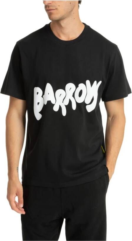 Barrow Unisex T-shirt met Ribboord Hals en Reflecterend Logo Black Heren