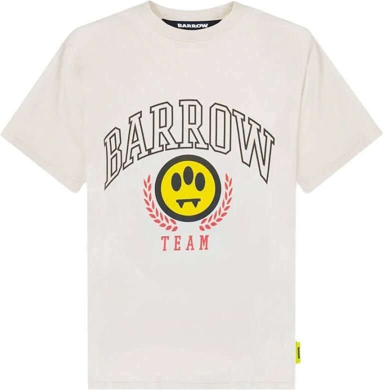 Barrow Katoenen T-Shirt met Logo Print Beige Heren