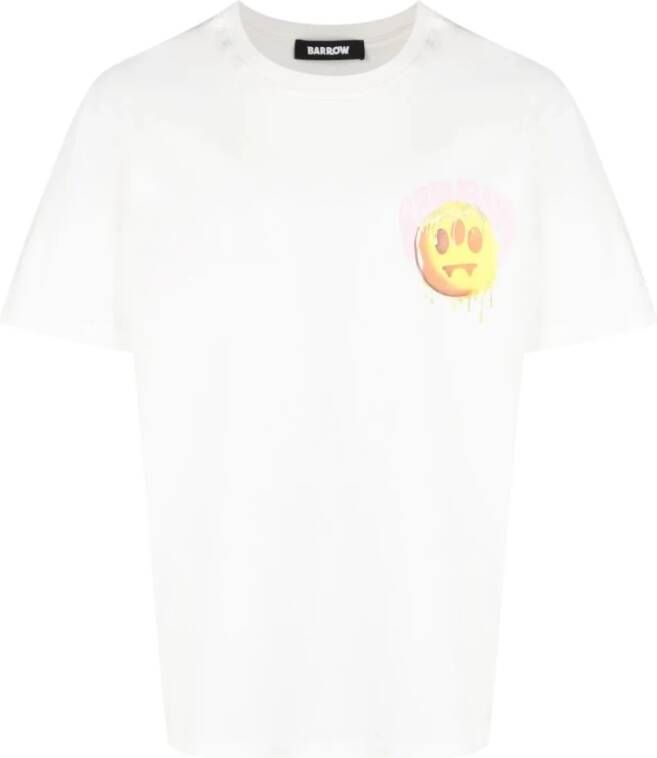 Barrow Katoenen T-shirt met voor- en achterprint White Heren