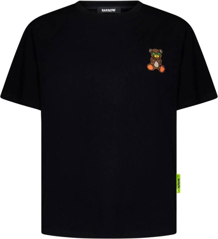 Barrow Zwarte Katoenen T-shirt met Contrasterende Prints Black Unisex