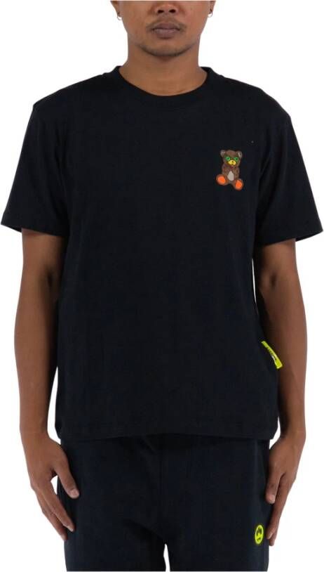 Barrow Zwarte Katoenen T-shirt met Contrasterende Prints Black Unisex
