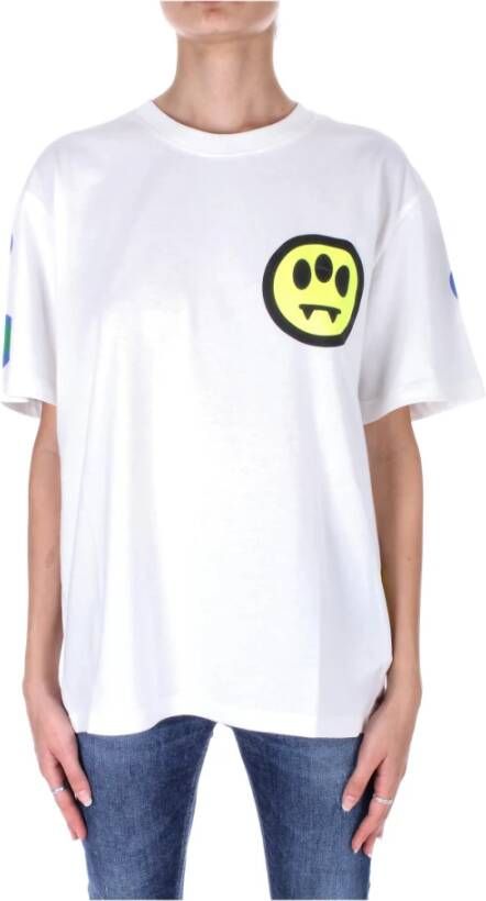 Barrow Witte Katoenen T-shirt met Reflecterend Logo White Heren