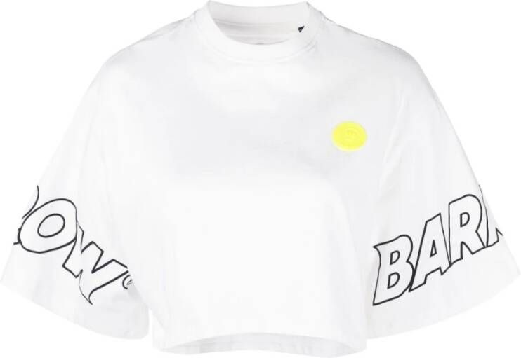 Barrow Logo-Patch Cropped T-Shirt White Dames