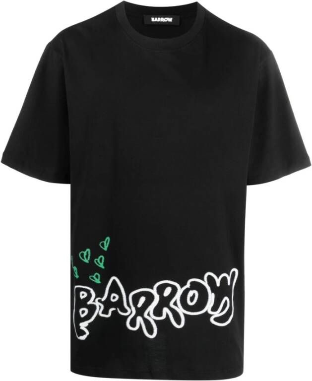 Barrow Logo-print Katoenen T-shirt met Grafische Print Black Heren