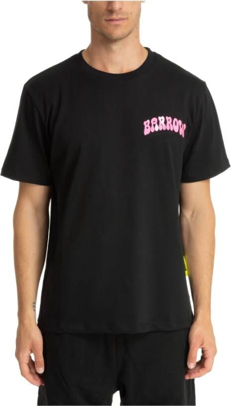 Barrow Bedrukt katoenen T-shirt voor- en achterkant Black Heren