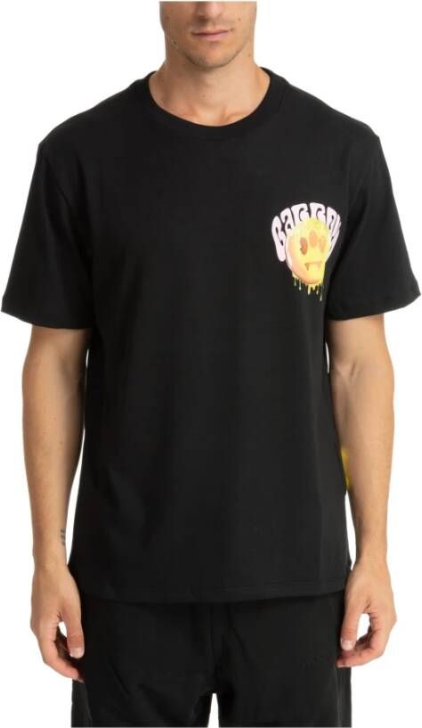 Barrow Katoenen T-shirt met voor- en achterprint Black Heren
