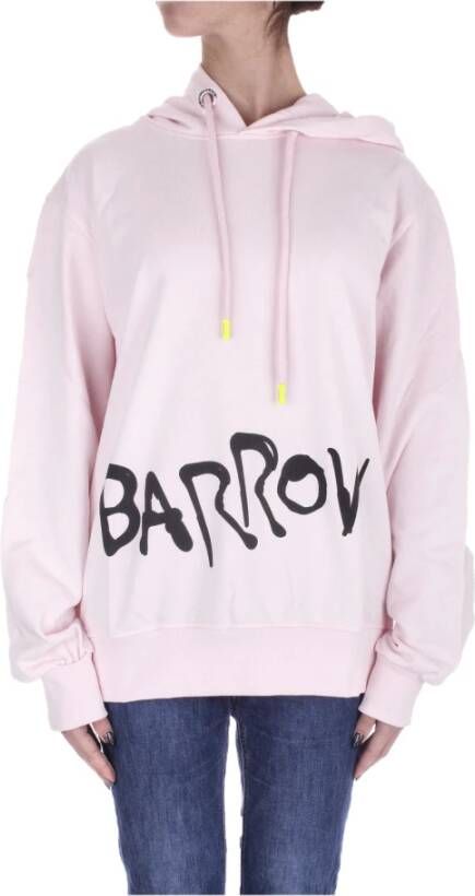 Barrow Roze Sweaters met Verstelbare Capuchon en Logo Print Pink Unisex