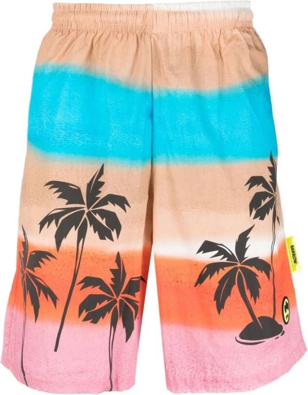 Barrow Multicolor Palmboom Shorts Blauw Heren