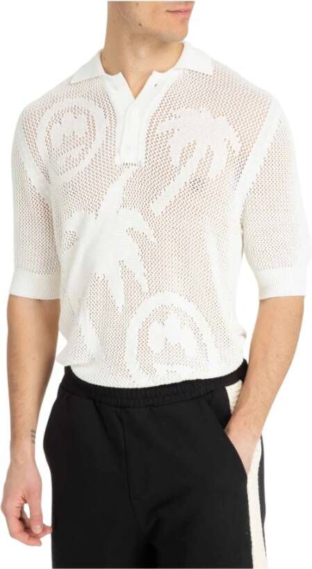 Barrow Polo shirt met relaxte pasvorm en mesh Wit Heren
