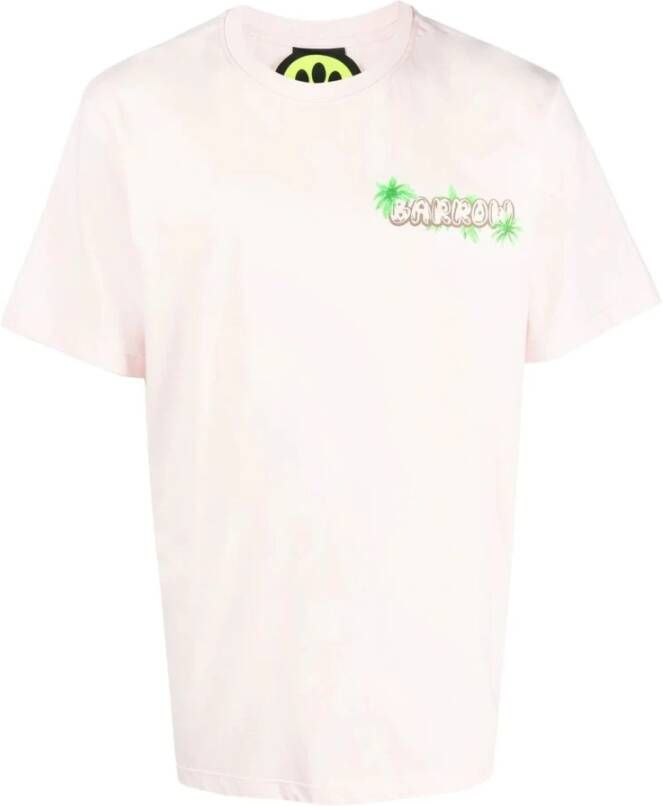 Barrow Roze Katoenen T-Shirt met Logo Print Roze Heren