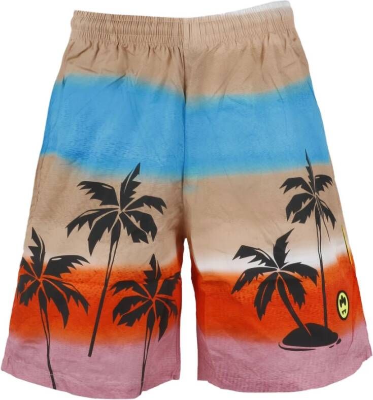 Barrow Casual Multicolor Gestreepte Palmboom Shorts White Heren