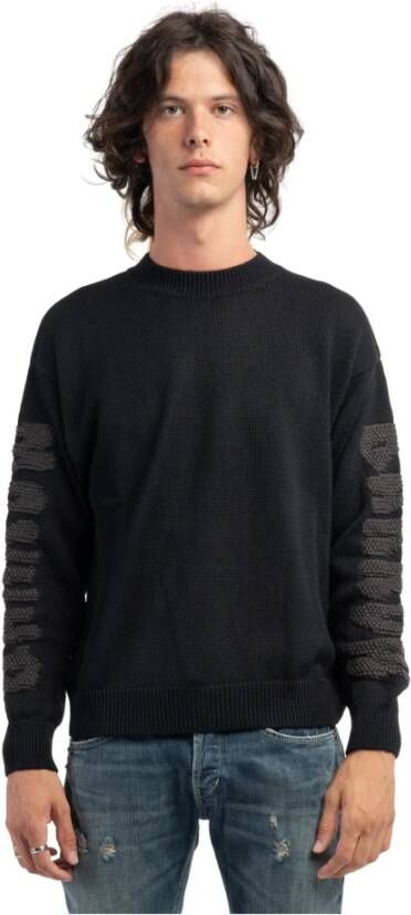 Barrow wool blend sweater with jacquard logo Zwart Heren