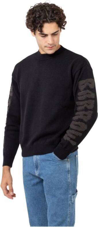 Barrow wool blend sweater with jacquard logo Zwart Heren