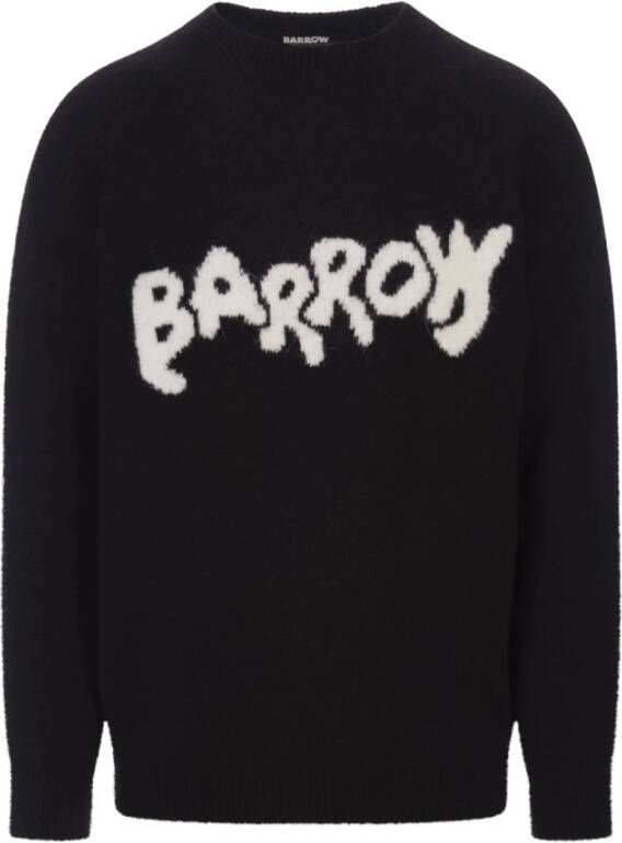 Barrow Zwarte wollen trui met grafisch logo Black Heren