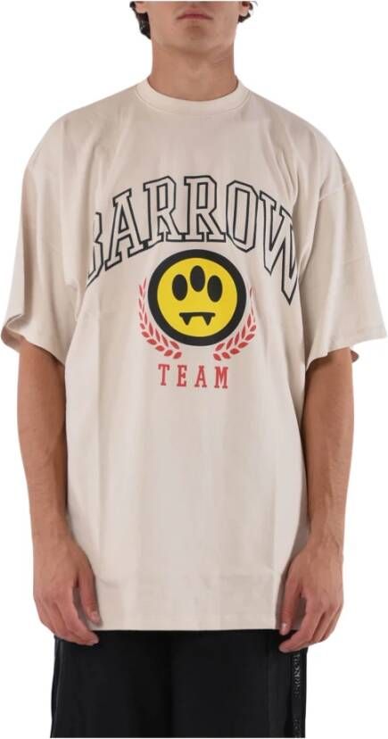 Barrow T-shirt met Grafische Print en Relaxte Pasvorm Beige Heren