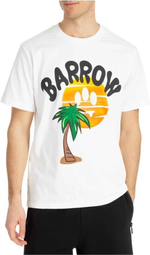 Barrow Moderne Heren Wit T-Shirt met Logo Print White Heren