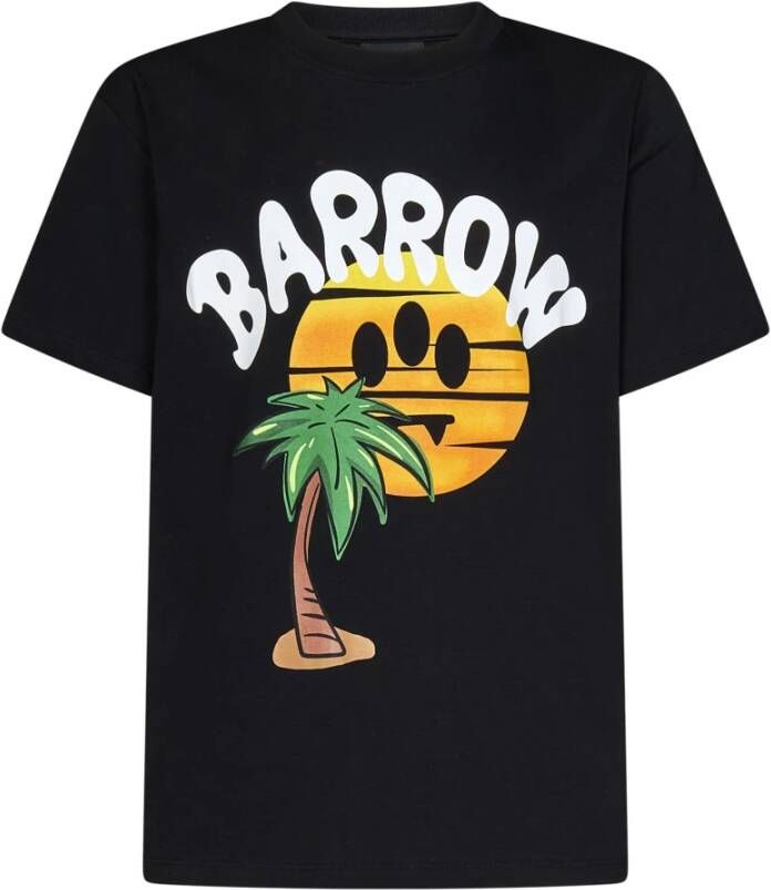 Barrow Zwarte Smiley Logo T-shirts en Polos Black Heren