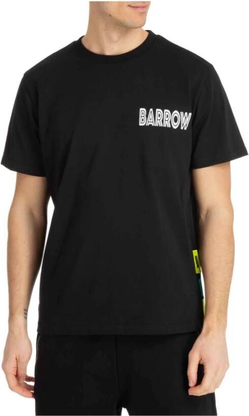 Barrow Katoenen T-shirt met korte mouwen en logo print Zwart Heren